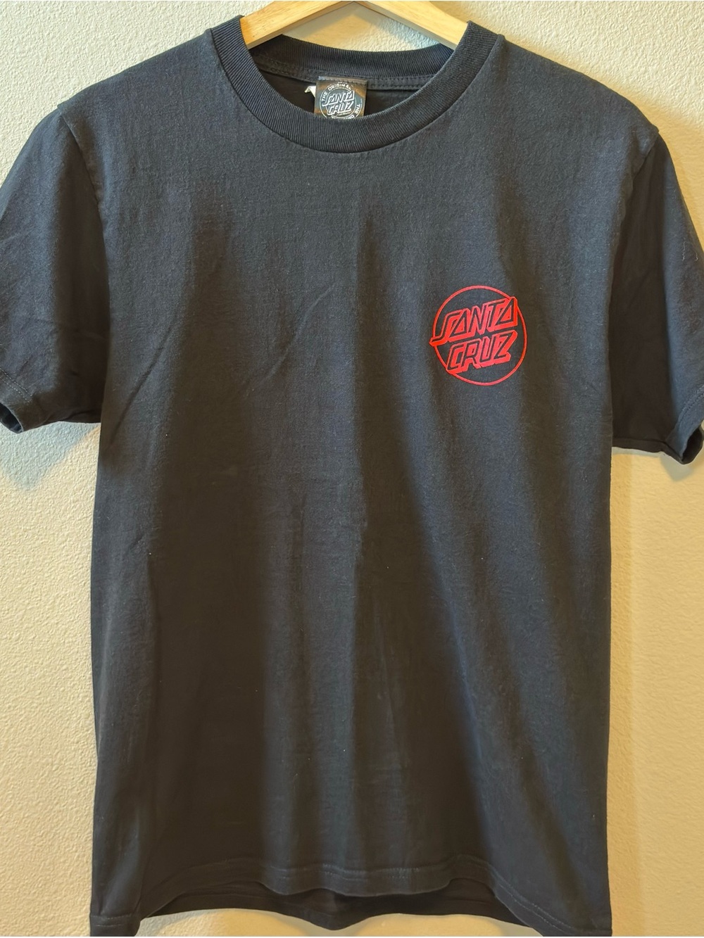 Santa Cruz Skateboards Black Short Sleeve Tee with Screaming Hand/Beer